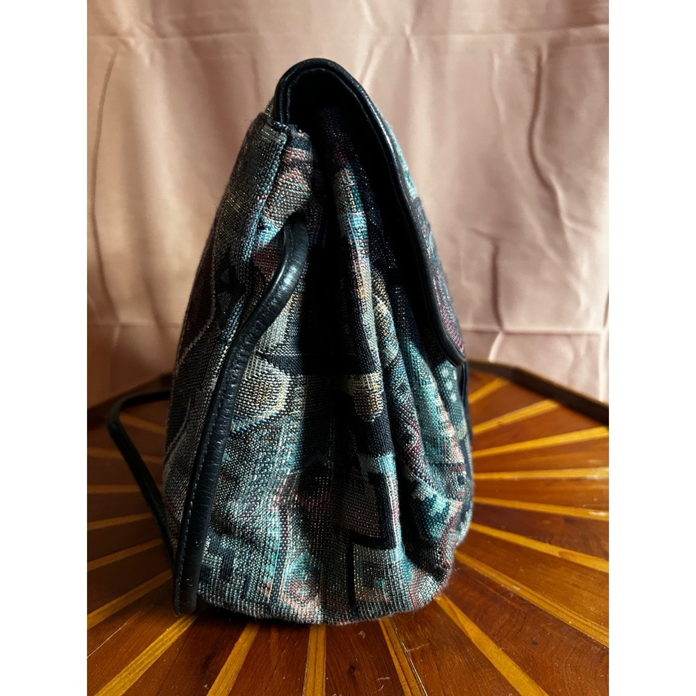 Vintage Shimmery Metallic Fabric Artsy Women's Bag with 100 Percent Leather trim - Picture 2 of 14